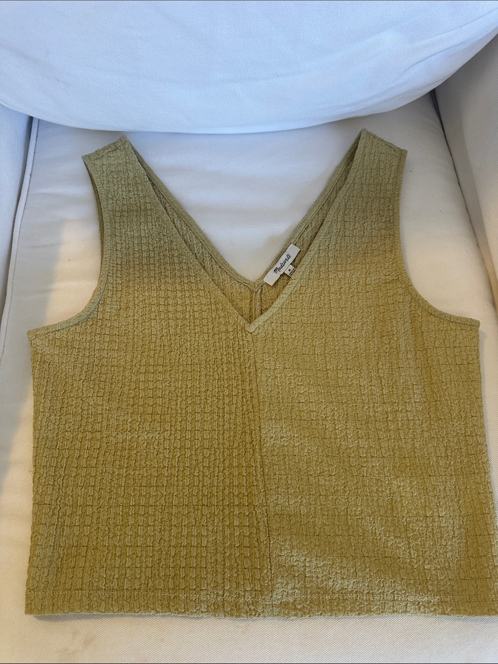 Madewell light Green Textured V-Neck Tank